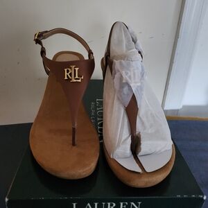 Ralph Lauren brown leather sandals size 8.